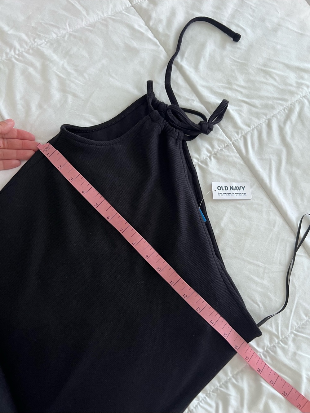 Old Navy Black One Shoulder Tie Ribbed Midi Dress size M - Picture 13 of 14